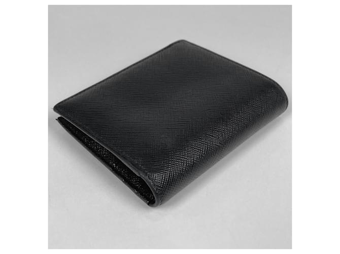 Prada Saffiano Triangle Bi-fold Geldbörse Schwarz - Ansicht 2