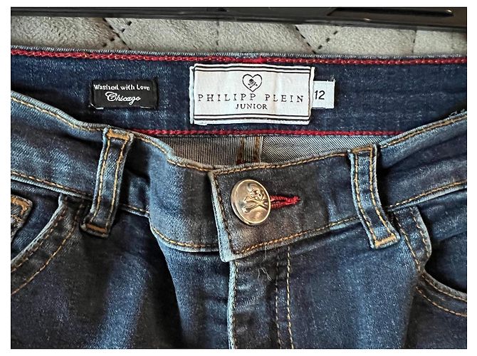 Philipp Plein Junior Jeans Distressed Bleu foncé - vue 4