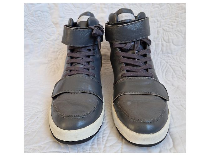 Jil Sander High-Top Sneaker aus grauem Leder - Ansicht 2