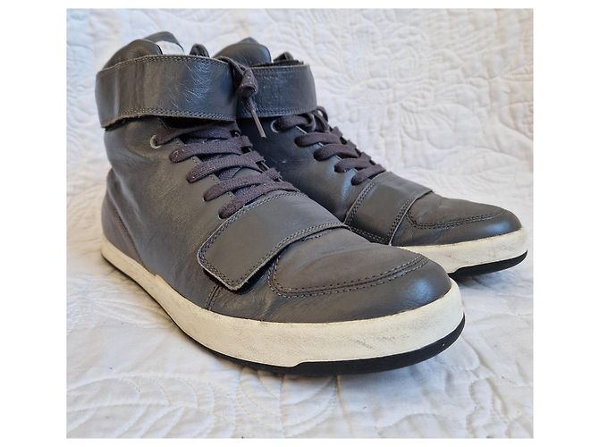 Jil Sander High-Top Sneaker aus grauem Leder - Ansicht 4