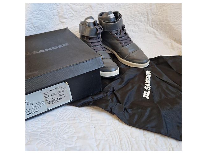 Jil Sander High-Top Sneaker aus grauem Leder - Ansicht 7