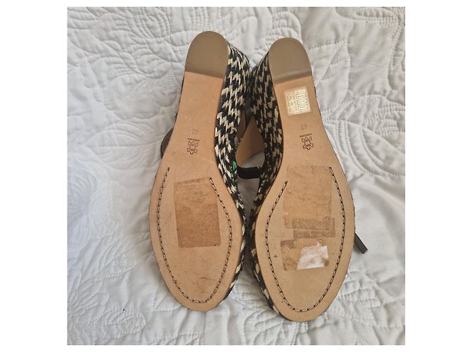 Proenza Schouler Sandali Espadrillas Zeppa Floral Faille Nero Bianco Verde - vista 6