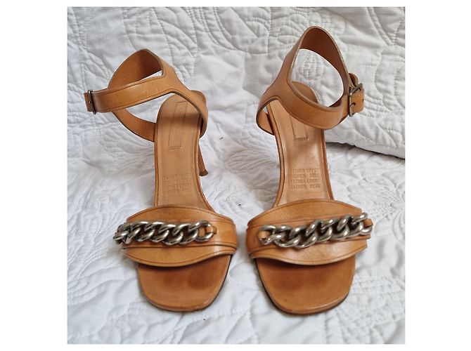 Céline Celine Sandali in pelle con catena Marrone - vista 2