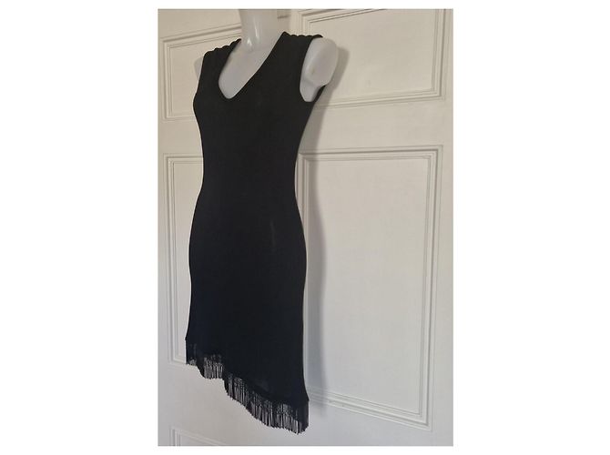 Autre Marque Martin Grant Kleid mit Perlenfransen in Schwarz - Ansicht 3