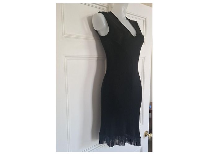 Autre Marque Martin Grant Kleid mit Perlenfransen in Schwarz - Ansicht 4