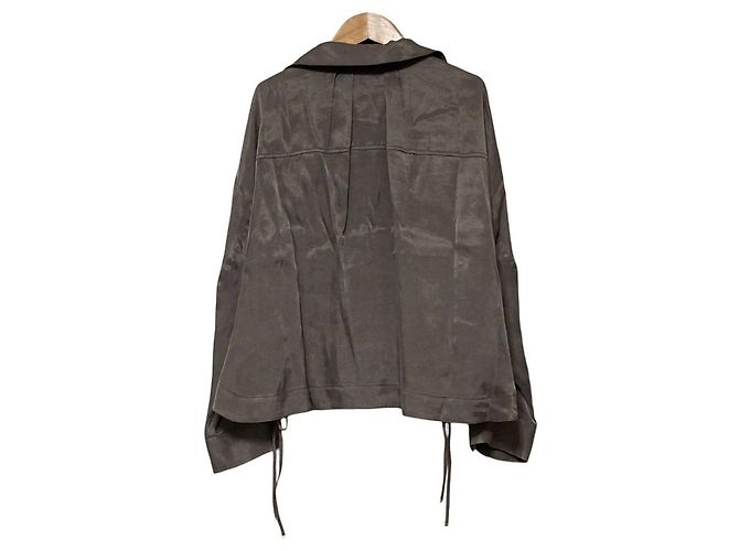 Autre Marque Noela Satinbluse Braun Anthrazitgrau - Ansicht 2