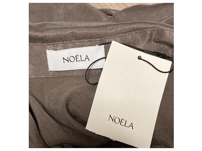 Autre Marque Noela Satinbluse Braun Anthrazitgrau - Ansicht 4