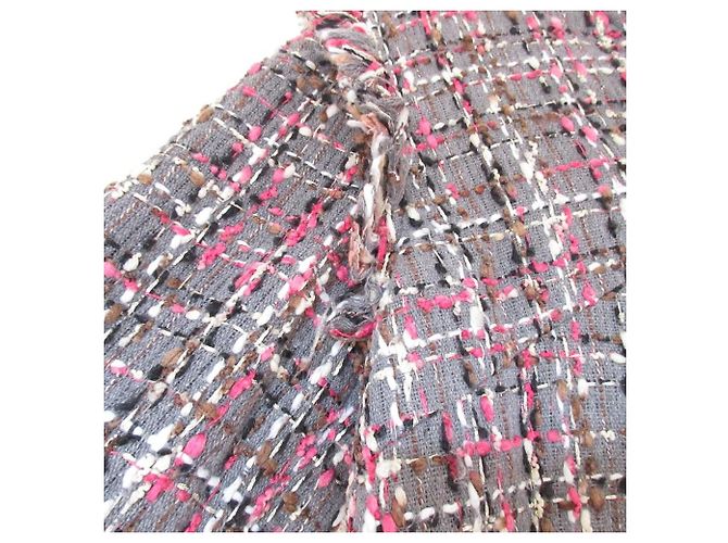 Autre Marque Chesty Tweed-Kleid mit V-Ausschnitt und Fransen Braun - Ansicht 4