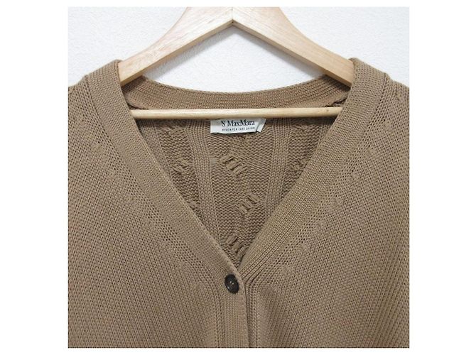 Cárdigan de punto de algodón Max Mara S Castaño - vista 3