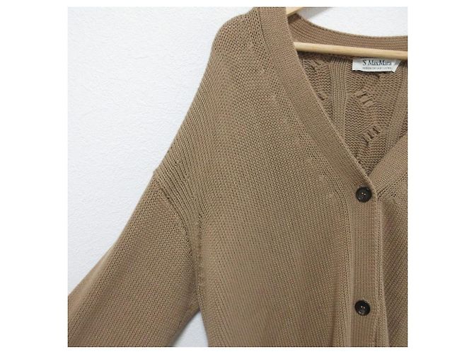 Cárdigan de punto de algodón Max Mara S Castaño - vista 4