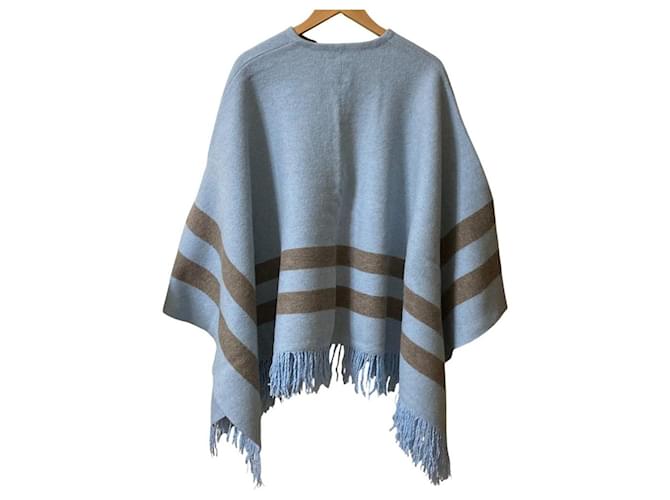Autre Marque 45R Shrunken Float Knit Poncho Blau - Ansicht 2