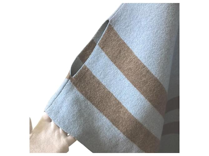 Autre Marque 45R Shrunken Float Knit Poncho Blau - Ansicht 3