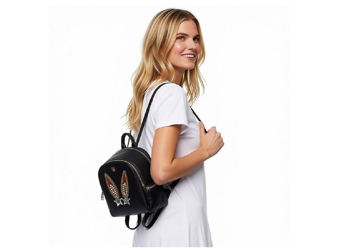 MCM Limited Edition Polke Bunny Mini-Rucksack Schwarz - Ansicht 2