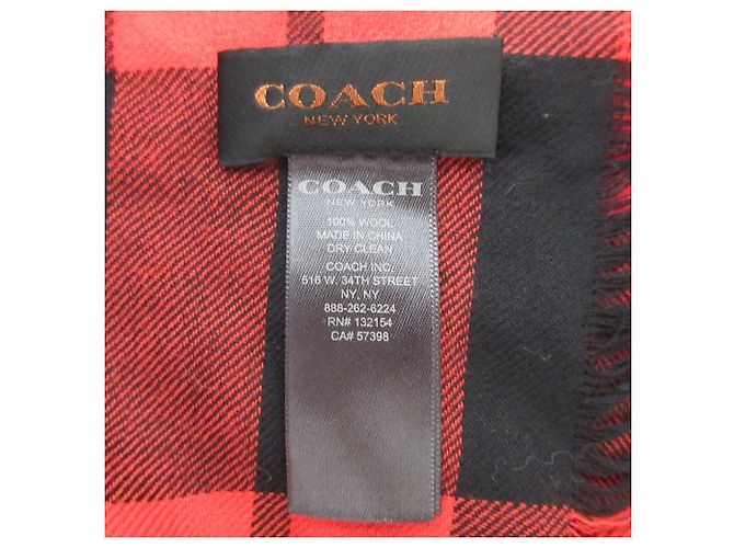 Sciarpa in lana Tartan Coach Rosso - vista 5