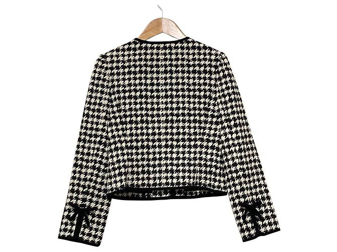 Autre Marque Chaqueta sin cuello de jacquard pied-de-poule M'S GRACY Negro - vista 2