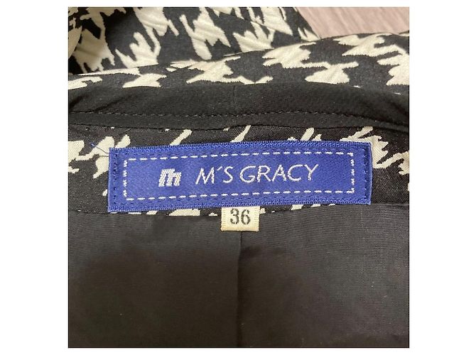 Autre Marque Chaqueta sin cuello de jacquard pied-de-poule M'S GRACY Negro - vista 5