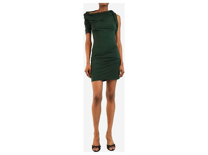 Jacquemus Green asymmetric ruched mini dress - size XS - view 3