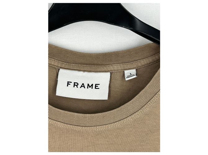 Camiseta de algodón beige Frame Denim Talla L - vista 3