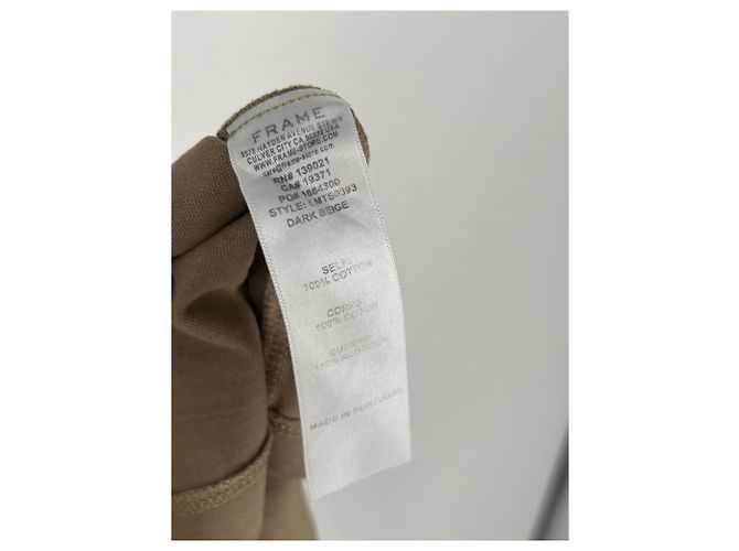 Camiseta de algodón beige Frame Denim Talla L - vista 4