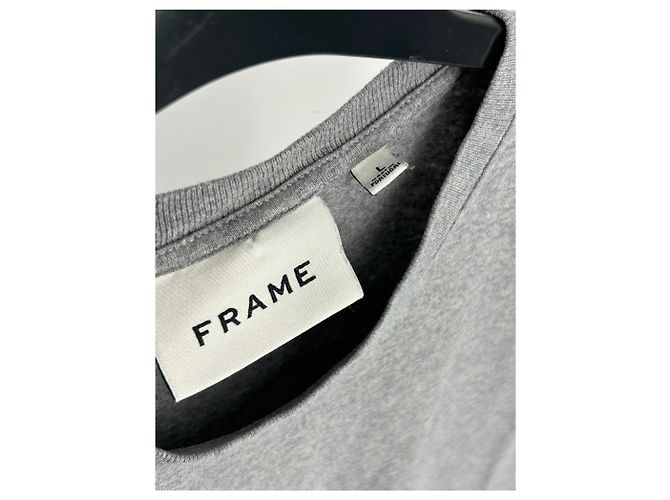 Camiseta de algodón gris Frame Denim Talla L - vista 3