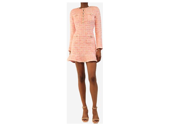 Self portrait Mini vestido de boucle rosa - size XS - vista 3