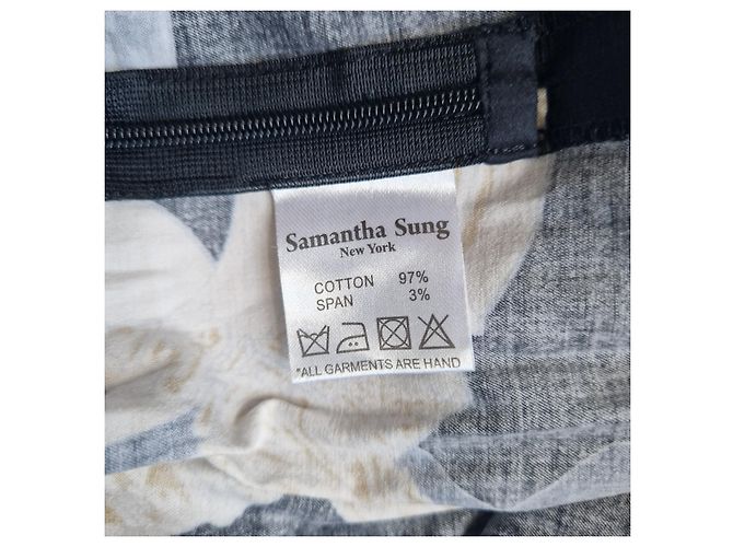 Autre Marque Samantha Sung New York Falda Midi Estampada de Algodón Negro Blanco Dorado Gris - vista 5