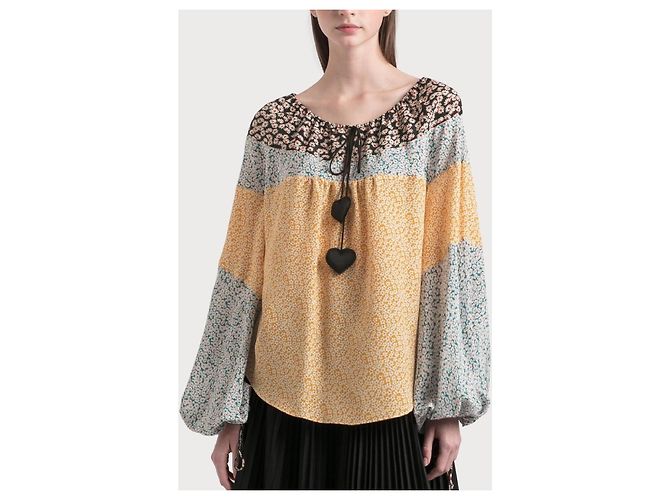 Lanvin Blusa in seta stampa floreale multicolore Nero Bianco Rosso Giallo - vista 10
