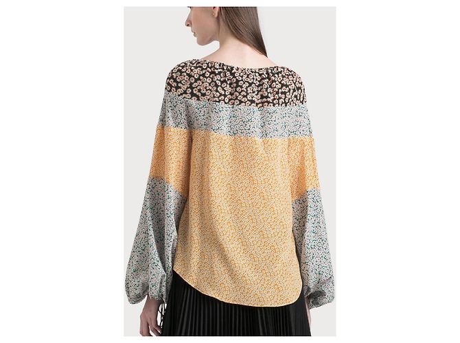 Lanvin Blusa in seta stampa floreale multicolore Nero Bianco Rosso Giallo - vista 11