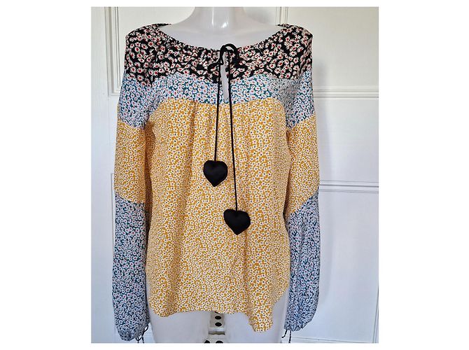Lanvin Blusa in seta stampa floreale multicolore Nero Bianco Rosso Giallo - vista 2