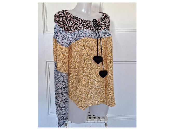 Lanvin Blusa in seta stampa floreale multicolore Nero Bianco Rosso Giallo - vista 3