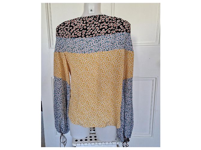 Lanvin Blusa in seta stampa floreale multicolore Nero Bianco Rosso Giallo - vista 4