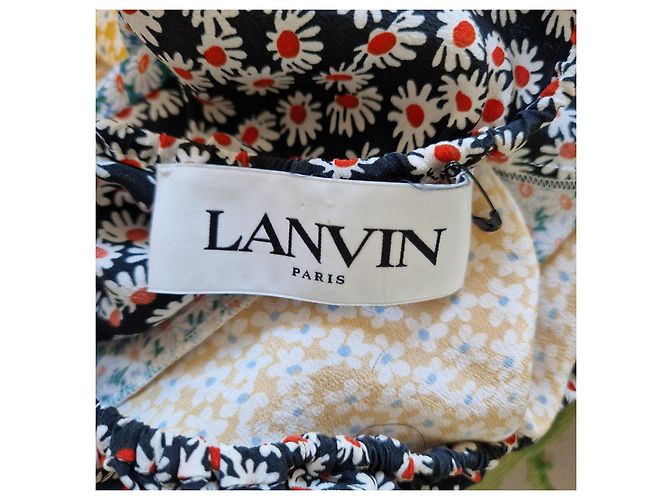 Lanvin Blusa in seta stampa floreale multicolore Nero Bianco Rosso Giallo - vista 5