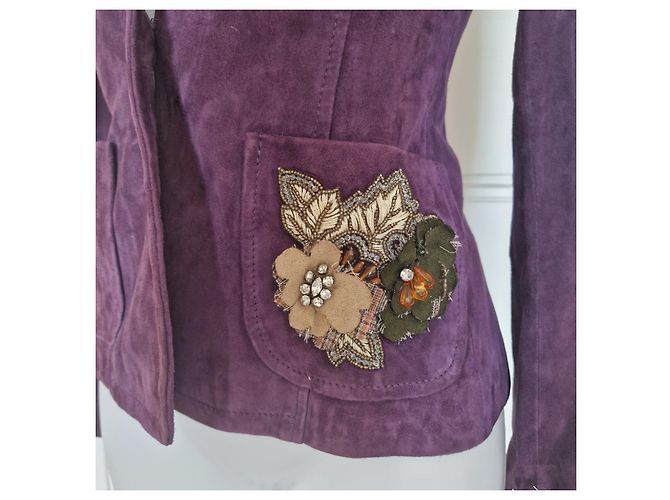 Autre Marque Valentino Roma Blazer de gamuza adornado Púrpura - vista 2