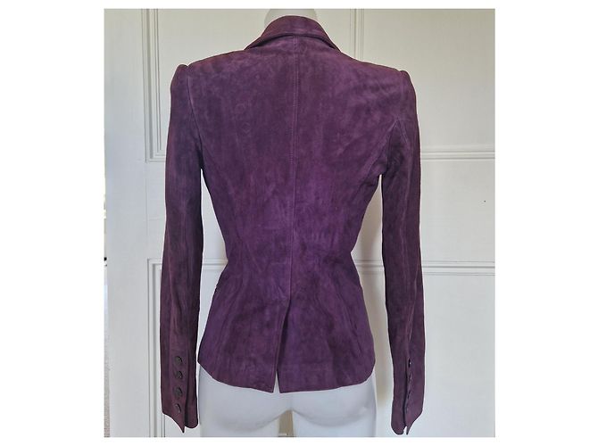 Autre Marque Valentino Roma Blazer de gamuza adornado Púrpura - vista 4