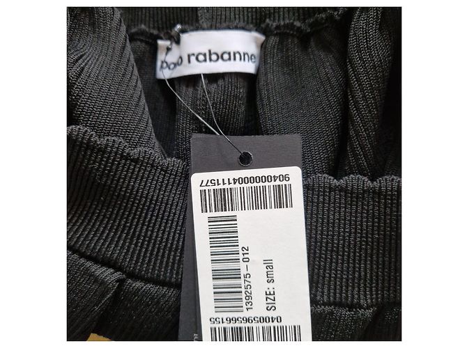 Paco Rabanne schwarze Strickshorts mit Goldrand - Ansicht 8