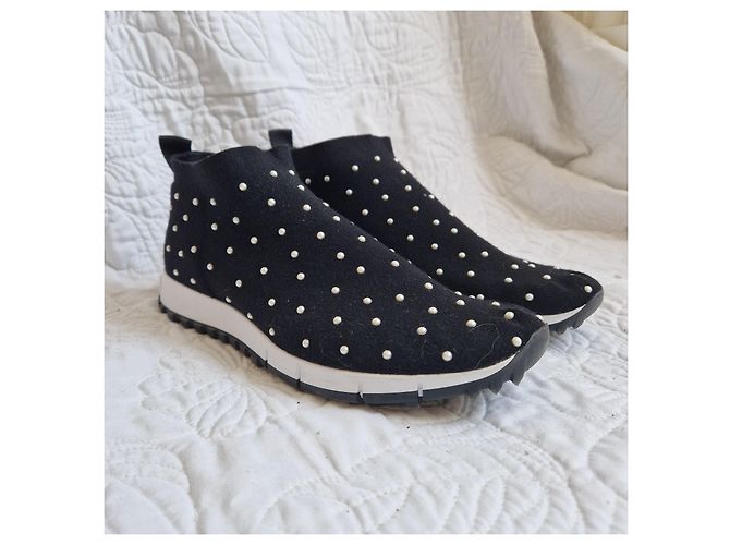 Jimmy Choo Sneakers in maglia con borchie nere Nero - vista 3