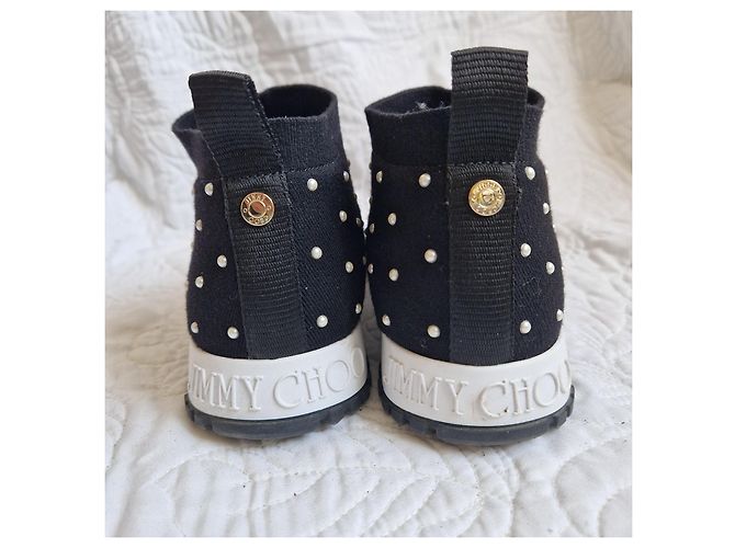 Jimmy Choo Sneakers in maglia con borchie nere Nero - vista 4