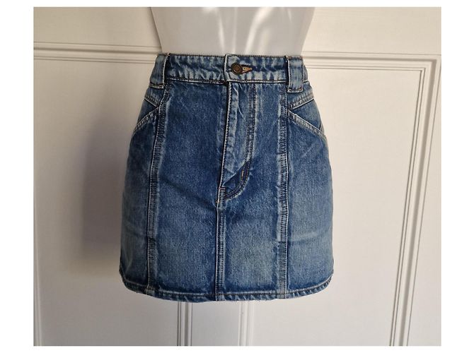 Minifalda de denim Saint Laurent Paris Azul - vista 2