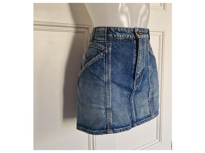 Minifalda de denim Saint Laurent Paris Azul - vista 3