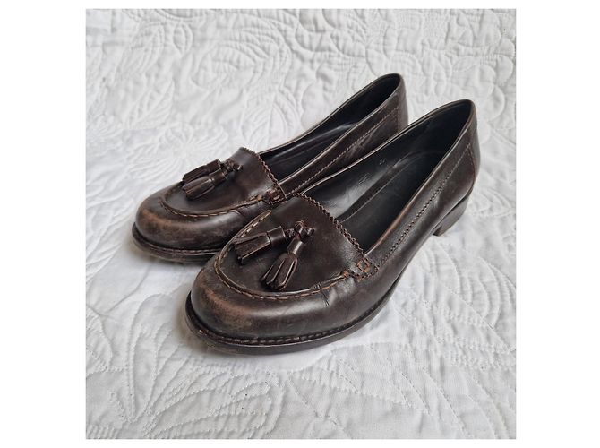 Moncler Mocassini in pelle marrone con nappe - vista 3