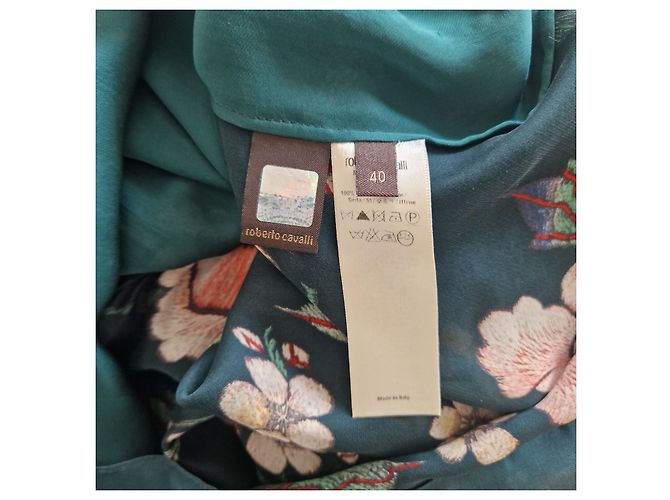 Roberto Cavalli Blusa de seda con estampado floral Rosa Blanco Roja Verde oscuro - vista 5