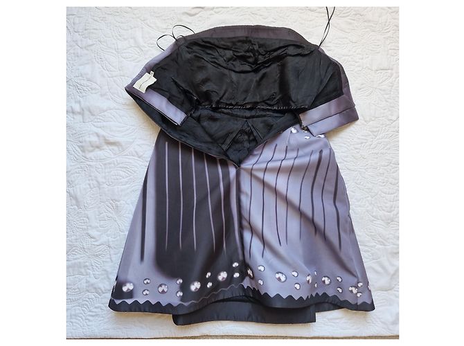 Vestido palabra de honor estampado Mary Katrantzou Negro Gris - vista 7