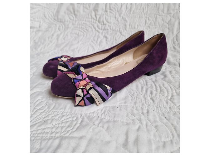 Emilio Pucci Bailarinas de ante moradas con lazo geométrico Multicolor Púrpura - vista 2