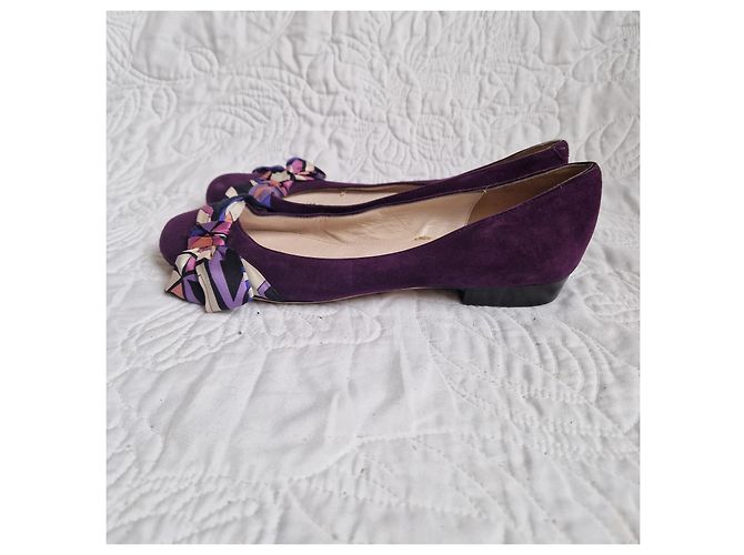 Emilio Pucci Bailarinas de ante moradas con lazo geométrico Multicolor Púrpura - vista 3