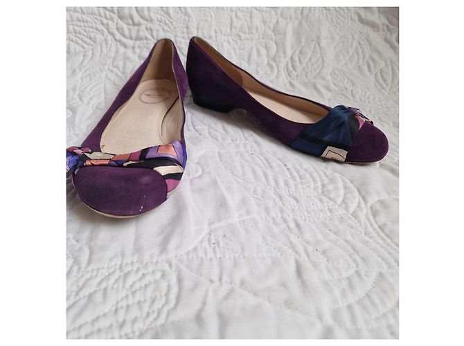 Emilio Pucci Bailarinas de ante moradas con lazo geométrico Multicolor Púrpura - vista 5