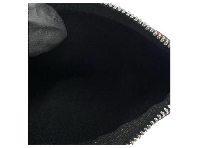 Fendi Vintage Zucchino FF Pattern Canvas Leder Tote Bag Schwarz Rot - Ansicht 10
