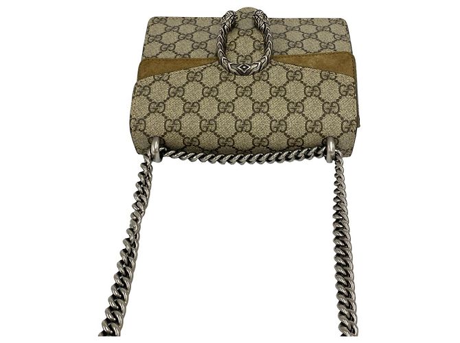 Bolsa de Ombro Dionysus GG Supreme em Couro Camurça com Corrente GUCCI Marrom - vista 4