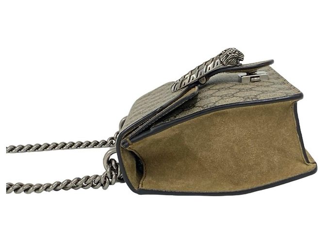 Bolsa de Ombro Dionysus GG Supreme em Couro Camurça com Corrente GUCCI Marrom - vista 5