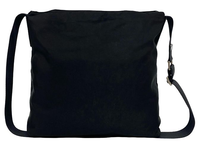 Bolsa de ombro Prada em nylon Tessuto e couro com placa de logo triângulo Preto - vista 3