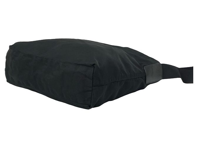 Bolsa de ombro Prada em nylon Tessuto e couro com placa de logo triângulo Preto - vista 8